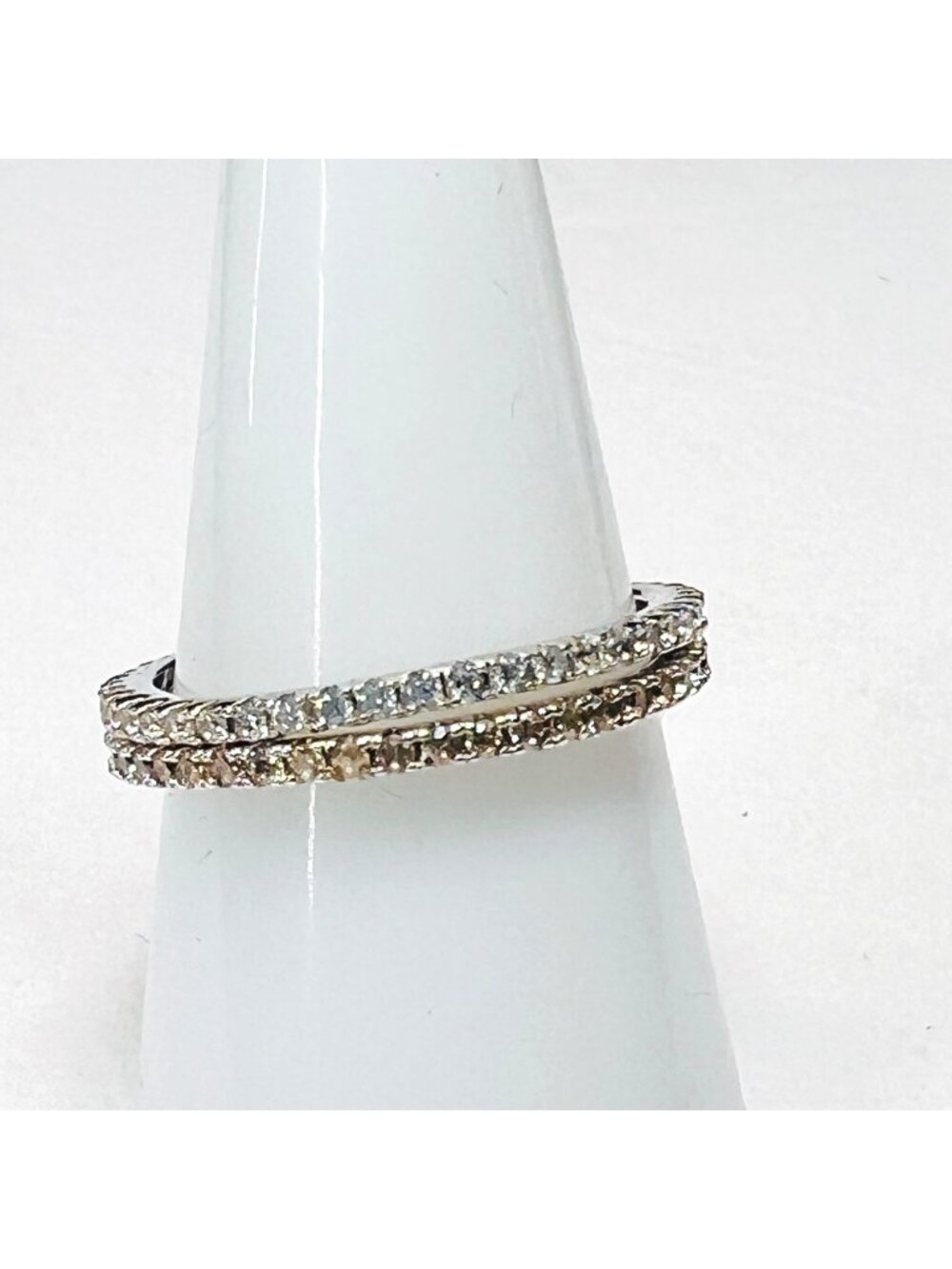 Size 8 ring bands gold silver embellished clear stones bling sparkle